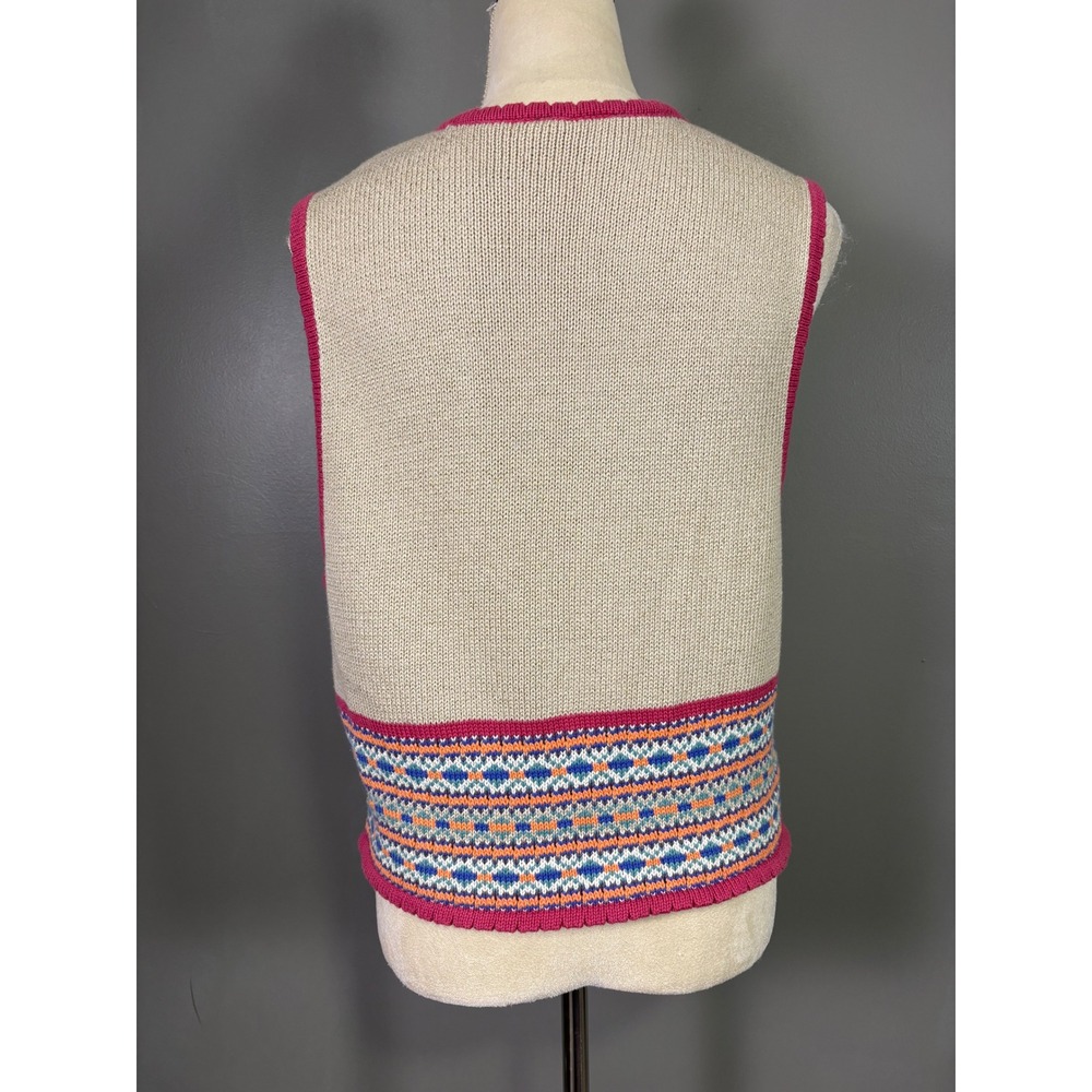 Vintage Lizwear Floral Embroidered Sweater Vest M Cottagecore Grandma Country - Picture 3 of 6